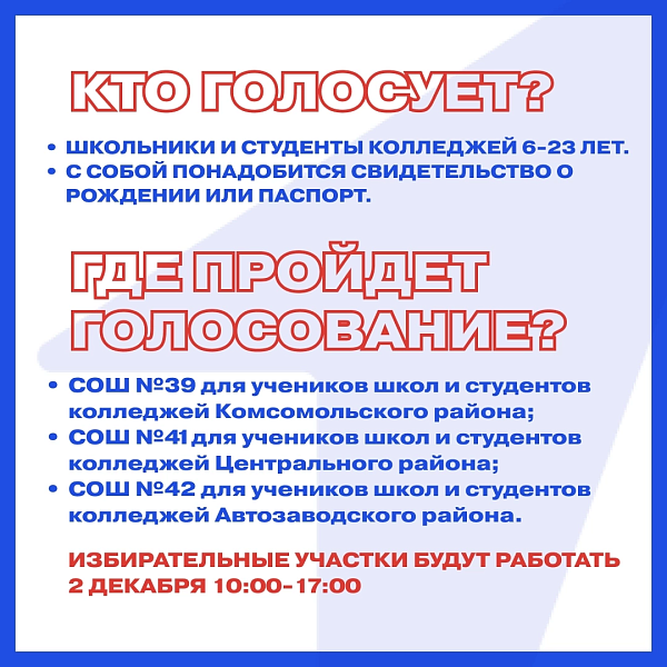 В трех школах пройдут выборы для школьников и студентов